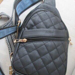 Glosiw Crossbody Bag Vegan Leather Shoulder Purse Black w/ 2 guitar strap choice